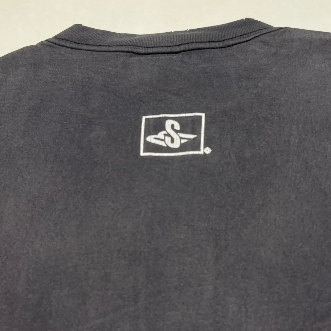 SAINT Mxxxxxx SM6 TEE/BLK latest model SM6 basic LOGO printed TEE, washed black S-XL, garment dyeing, heavy washing to make old, hanging holes, highly restored original printing, correct with anti-counterfeiting angel mark